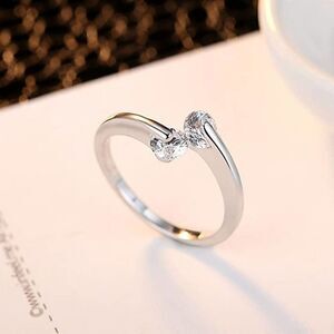 Elegant Silver Plated Adjustable Crystal Ring